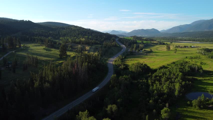 Coquihalla Highway Scenic Road Near Kamloops Town In British Columbia, Canada