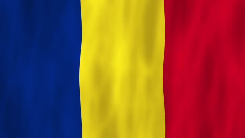 Romania flag country animation 3D symbol design waving in wind movement national patriotism world culture emblem banner blue yellow red Europe