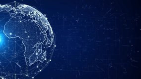 Planet earth globe maps world animation Business Network world map animation transmit data, Transfer speed data internet, triangle digital data Big data technology, business, communication. Virtual - Powered by Shutterstock - Get 15% off with code: PIKWIZARD15