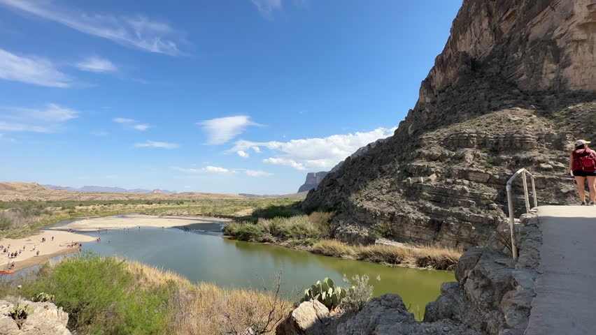 Female Hiker in Big Bend National Park, Santa Elena Canyon, Texas USA