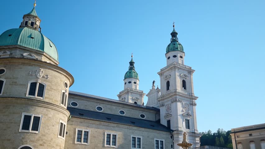 View of the Rezidenzplatz square in Salzburg, Austria