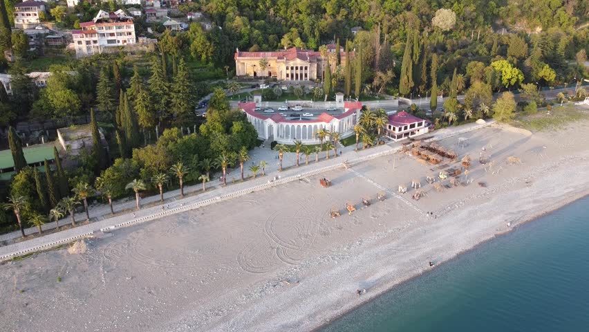 beautyful evening in abkhazia black sea from above