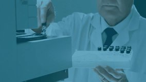 Animation of dna strand over caucasian male scientist working in lab. Global science, medicine and digital interface concept digitally generated video. - Powered by Shutterstock - Get 15% off with code: PIKWIZARD15