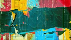 Bright multicolor torn paper collage with green, red, and yellow paint, distressed folds, cracked surface and textured animated grunge overlay - Powered by Shutterstock - Get 15% off with code: PIKWIZARD15