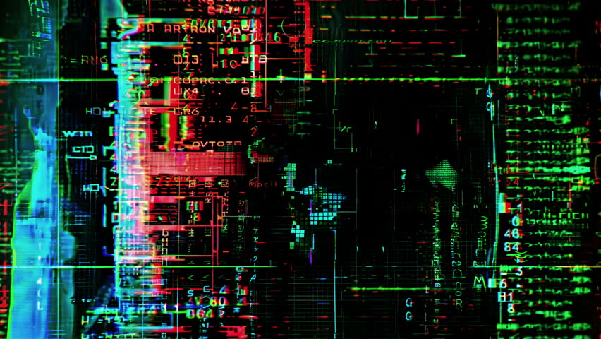 4k Looped Animated Grunge Texture Digital Glitch Code Data Cyberpunk Overlay Background
