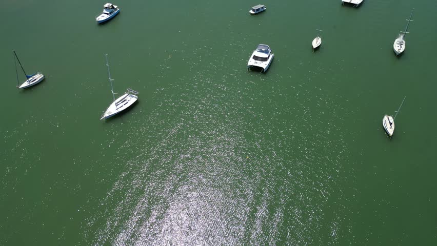 Aerial view of Lake Macquari and ships in Cockle Bay, Newcastle