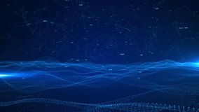 Wave particles Big data digital code digital cyber Matrix wave deep abstract stage background, cyberspace stream perspective grid big data sorting flow. Blockchain Metaverse data technology wave 4K 3D - Powered by Shutterstock - Get 15% off with code: PIKWIZARD15