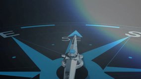 Animation of compass with texts over data processing and sky with clouds. Global business, computing and digital interface concept digitally generated video. - Powered by Shutterstock - Get 15% off with code: PIKWIZARD15