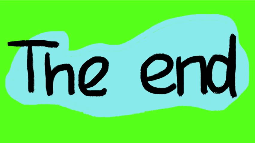Cartoon animation of the end with a green background