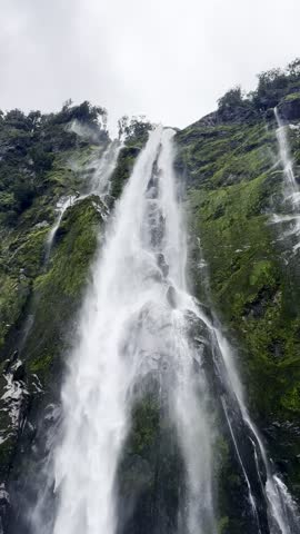 Powerful Waterfall - Milford Sound New Zealand
