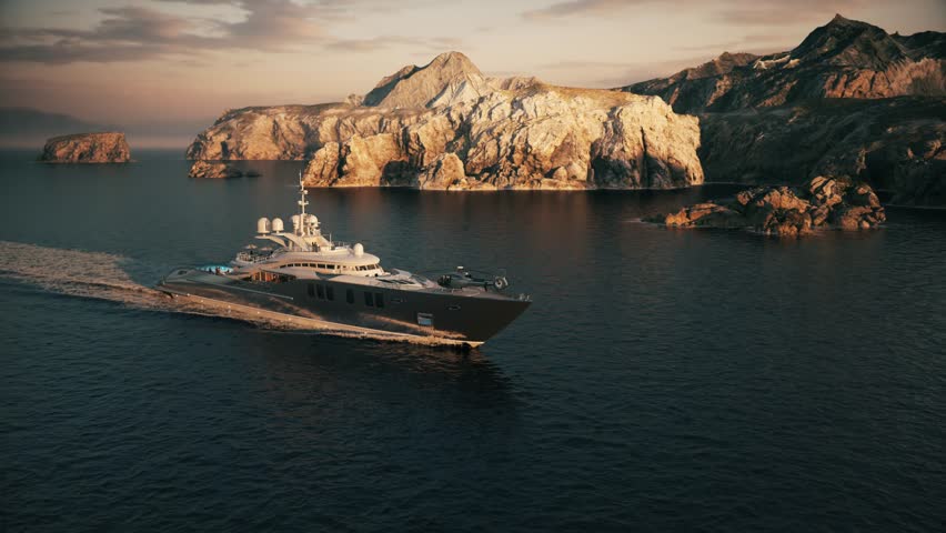 People are relaxing on a luxury yacht. Yacht cruising along coastline. Young people travel on a yacht