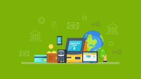 Financial technologies automatic banking machine transactions online smartphone shopping safety animation - Powered by Shutterstock - Get 15% off with code: PIKWIZARD15