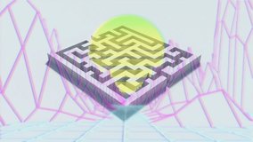 Please insert coin text animation over neon geometric shapes and grid background. Retro, 80s, nostalgic, vintage, arcade, gaming - Powered by Shutterstock - Get 15% off with code: PIKWIZARD15