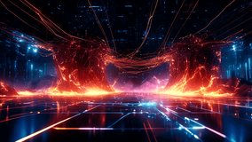 Abstract background of energy particles glowing lines. Abstract light background of colorful gradient line waves in dark space is very beautiful. Futuristic signal network waves. 4K - Powered by Shutterstock - Get 15% off with code: PIKWIZARD15