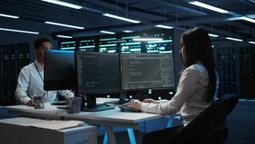 Computer scientists in data center managing and maintaining databases, ensuring data integrity and security. IT staff members updating server room systems using, camera B - Powered by Shutterstock - Get 15% off with code: PIKWIZARD15