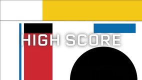 High score text over colorful geometric shapes animation. Achievement, success, celebration, vibrant, abstract, graphic - Powered by Shutterstock - Get 15% off with code: PIKWIZARD15