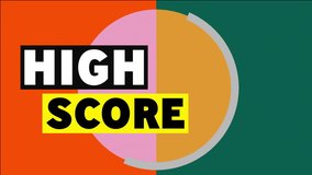 High score text animation over colorful geometric shapes background. Gaming, retro, digital, achievement, graphics, dynamic - Powered by Shutterstock - Get 15% off with code: PIKWIZARD15