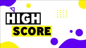High score text over colorful geometric shapes, animation. Game, celebration, victory, achievement, arcade, retro - Powered by Shutterstock - Get 15% off with code: PIKWIZARD15