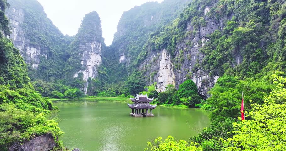 Landscape of Vu Cung at Tam Coc National Park. It was the place where the Tran Dynasty