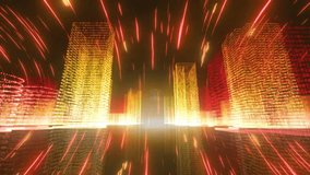 Digital cityscape with glowing skyscrapers and streaks of light, futuristic animation. technology, neon, cyberpunk, urban, lights, modern - Powered by Shutterstock - Get 15% off with code: PIKWIZARD15
