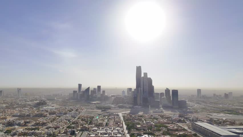 Drone view of KAFD in the morning haze from the distant