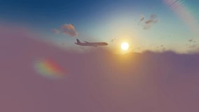 The plane flies through the clouds into the distance - Powered by Shutterstock - Get 15% off with code: PIKWIZARD15