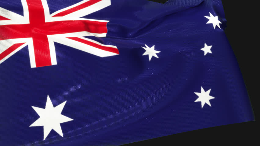  Australia Flag waving transition 4K animation Alpha channel included