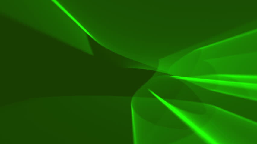 Dark green background. Glowing green shapes smoothly flowing one into another