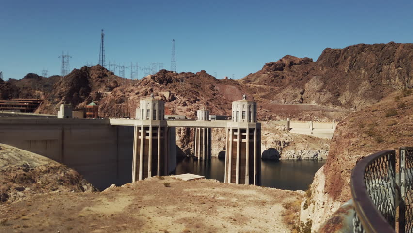 Hoover Dam and Lake Mead in Las Vegas area, close-up shot