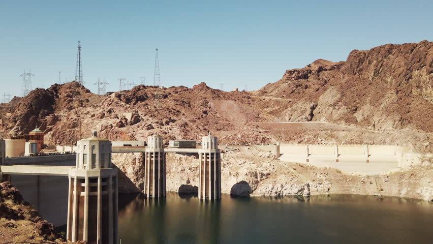 Hoover Dam and Lake Mead in Las Vegas area, close-up shot