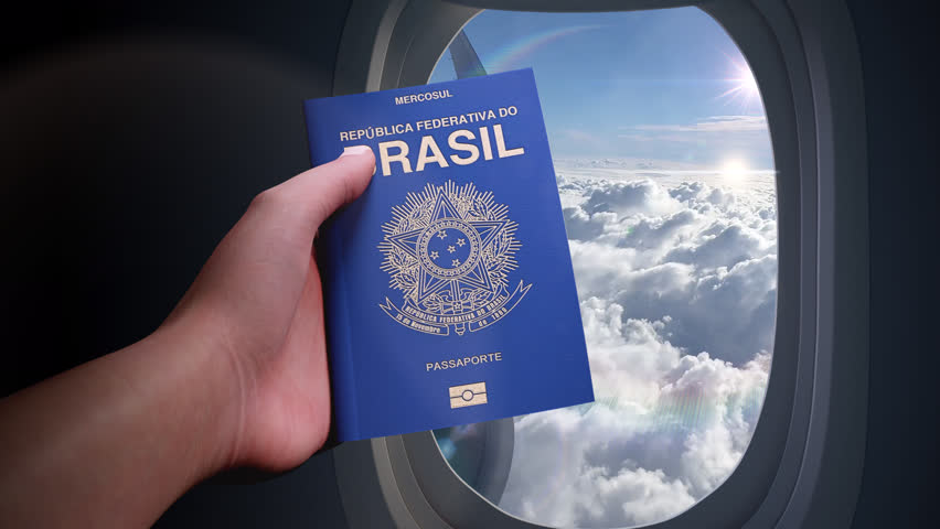 Brasil Passport, Airplane Travel Concep, Animation.Full HD 1920×1080. 