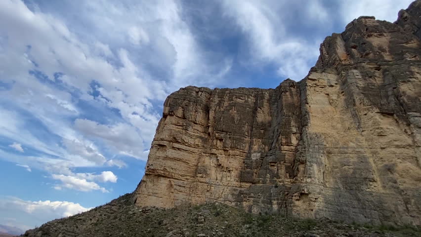 Young Woman Hiking in Santa Elena Canyon of Big Bend National Park, Texas USA, Panorama