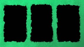 Three vertical black boxes for video or image in video with pink textured paper background, ready for luma key - Powered by Shutterstock - Get 15% off with code: PIKWIZARD15