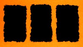 Three vertical black boxes for video or image in video with orange red textured paper background, ready for luma key - Powered by Shutterstock - Get 15% off with code: PIKWIZARD15