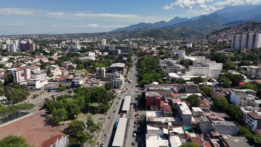 Overhead view of the well-known 5th Avenue, Cali, Colombia