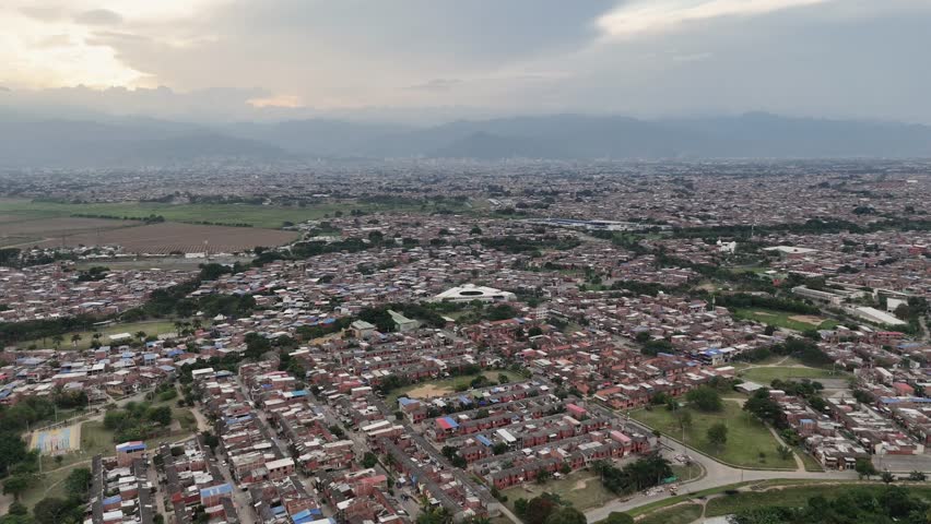 Panoramic aerial view of eastern Cali, Colombia