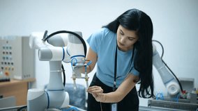 Female Robotics engineer working with Programming and Manipulating Robot Hand - Powered by Shutterstock - Get 15% off with code: PIKWIZARD15