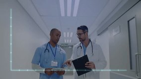 Animation of digital data processing over diverse doctors. Global medicine, connections, computing and data processing concept digitally generated video. - Powered by Shutterstock - Get 15% off with code: PIKWIZARD15