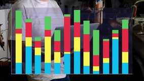 Animation of financial data processing over caucasian male mechnic using laptop in workshop. Business, finances, computing, workshop and digital interface concept digitally generated video. - Powered by Shutterstock - Get 15% off with code: PIKWIZARD15
