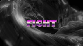 Animation of fight text over shapes on black background. Communication, shapes, light, backgrounds and digital interface concept digitally generated video. - Powered by Shutterstock - Get 15% off with code: PIKWIZARD15