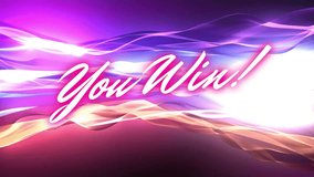Animation of you win text over light trails on purple background. Communication, shapes, light, backgrounds and digital interface concept digitally generated video. - Powered by Shutterstock - Get 15% off with code: PIKWIZARD15