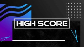 Animation of high score text over shapes on black background. Communication, shapes, light, backgrounds and digital interface concept digitally generated video. - Powered by Shutterstock - Get 15% off with code: PIKWIZARD15