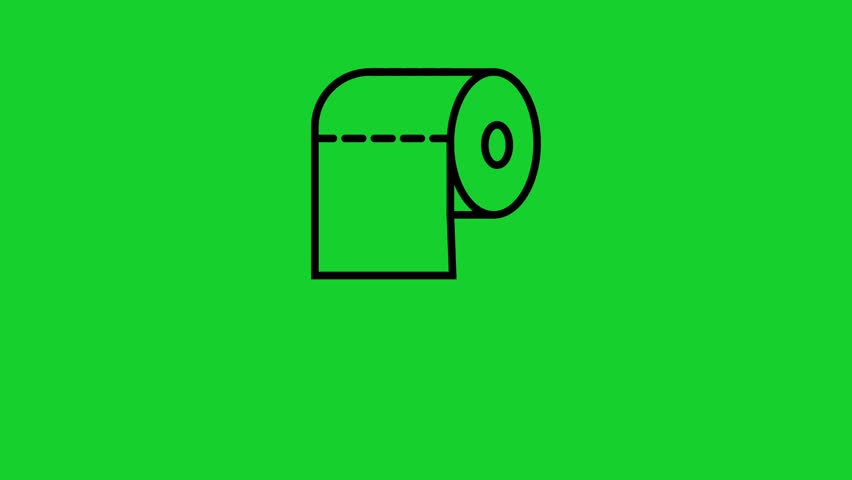 Toilet paper icon animation on green screen background