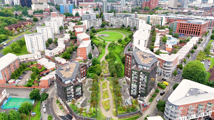 Aerial view of Sunset Park and surrounding houses in Birmingham