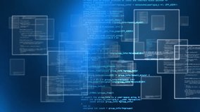 Programming code and data processing animation over blue digital background. Technology, coding - Powered by Shutterstock - Get 15% off with code: PIKWIZARD15