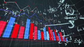 Animating graphs and mathematical equations over financial data charts. Finance, data visualization, analytics, financial analysis, rendering, mathematics - Powered by Shutterstock - Get 15% off with code: PIKWIZARD15
