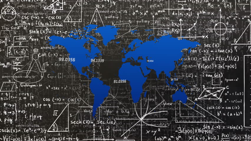 Animating world map coordinates over mathematical equations and graphs background. Global, technology, data, analytics, visualization, digital - Powered by Shutterstock - Get 15% off with code: PIKWIZARD15