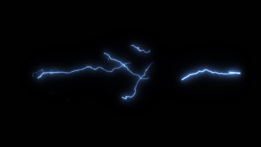Lightning effect, electricity 3d effect, blue light force effect, Blue Lightning flash Thunderbolt isolated on black background, Electrical Storm. Loop Animation, Lightning blast