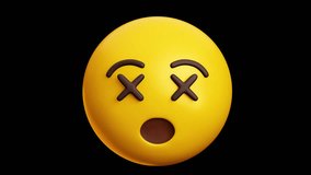 Face with crossed-out eyes .Dead face emoji, 3d emoticon animation, Alpha channel, Transparent video - Powered by Shutterstock - Get 15% off with code: PIKWIZARD15