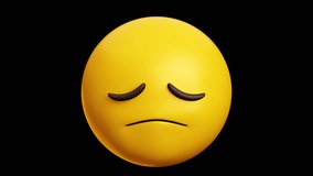 Sad, hopeless emoji, 3d emoticon animation, Alpha channel, Transparent video - Powered by Shutterstock - Get 15% off with code: PIKWIZARD15